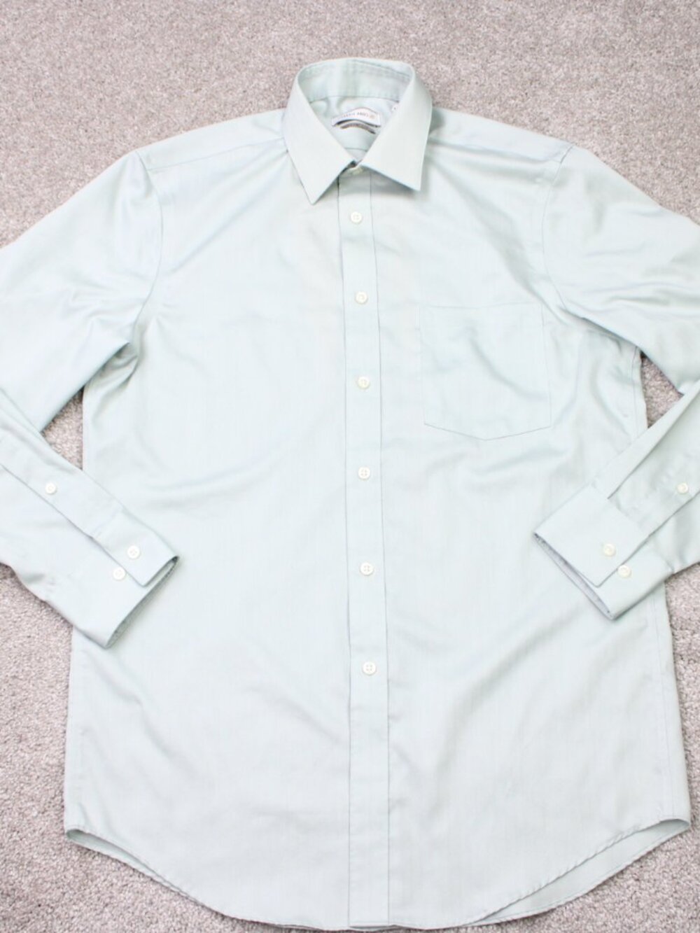 Joseph Abboud Shirt Mens 15, 32/33 Green Non-Iron Slim Fit Cotton Long Sleeve